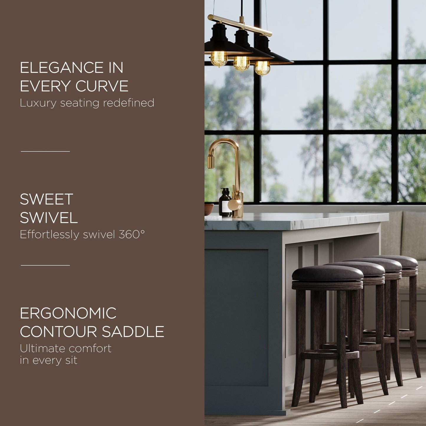 Maven Lane Eva Bar Stool in Reclaimed Oak Finish with Ronan Stone Vegan Leather