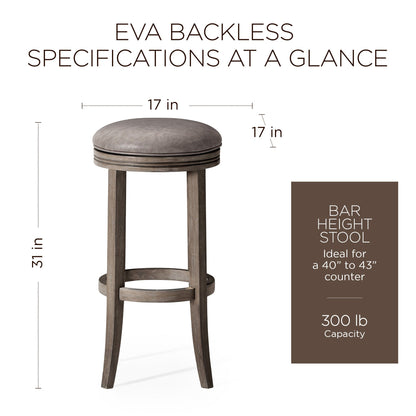 Maven Lane Eva Bar Stool in Reclaimed Oak Finish with Ronan Stone Vegan Leather