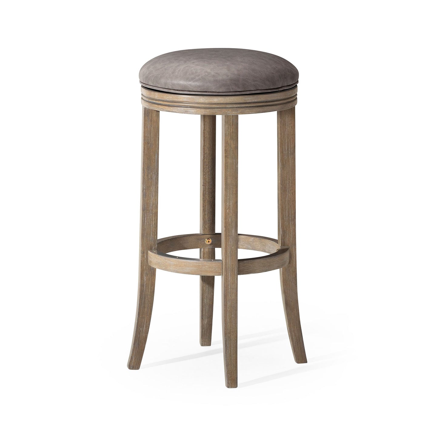 Maven Lane Eva Bar Stool in Reclaimed Oak Finish with Ronan Stone Vegan Leather