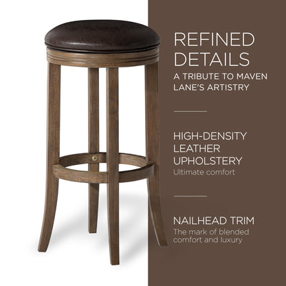Maven Lane Eva Bar Stool in Walnut Finish with Marksman Saddle Vegan Leather