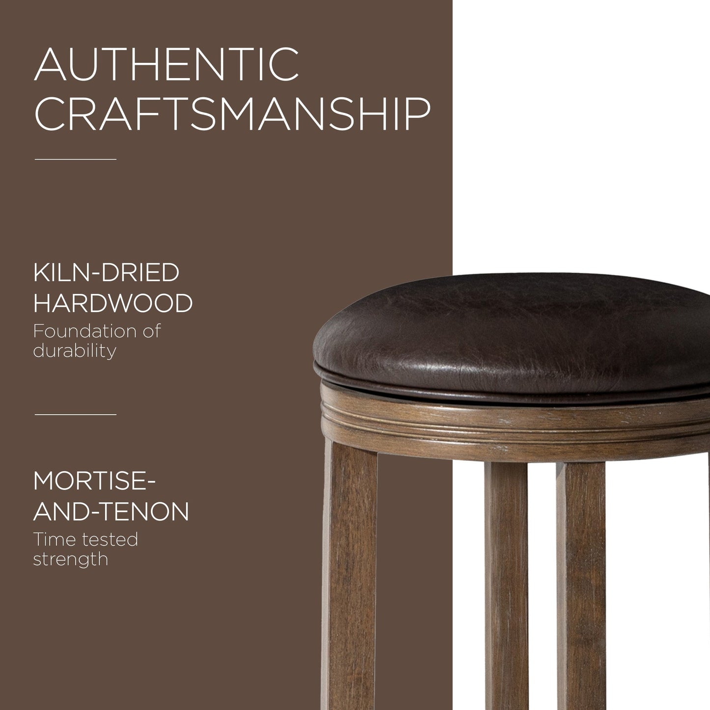 Maven Lane Eva Bar Stool in Walnut Finish with Marksman Saddle Vegan Leather