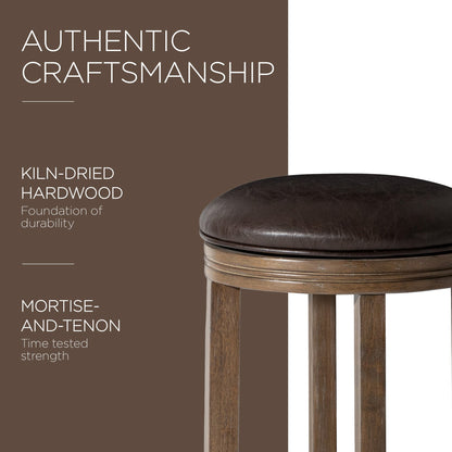 Maven Lane Eva Bar Stool in Walnut Finish with Marksman Saddle Vegan Leather