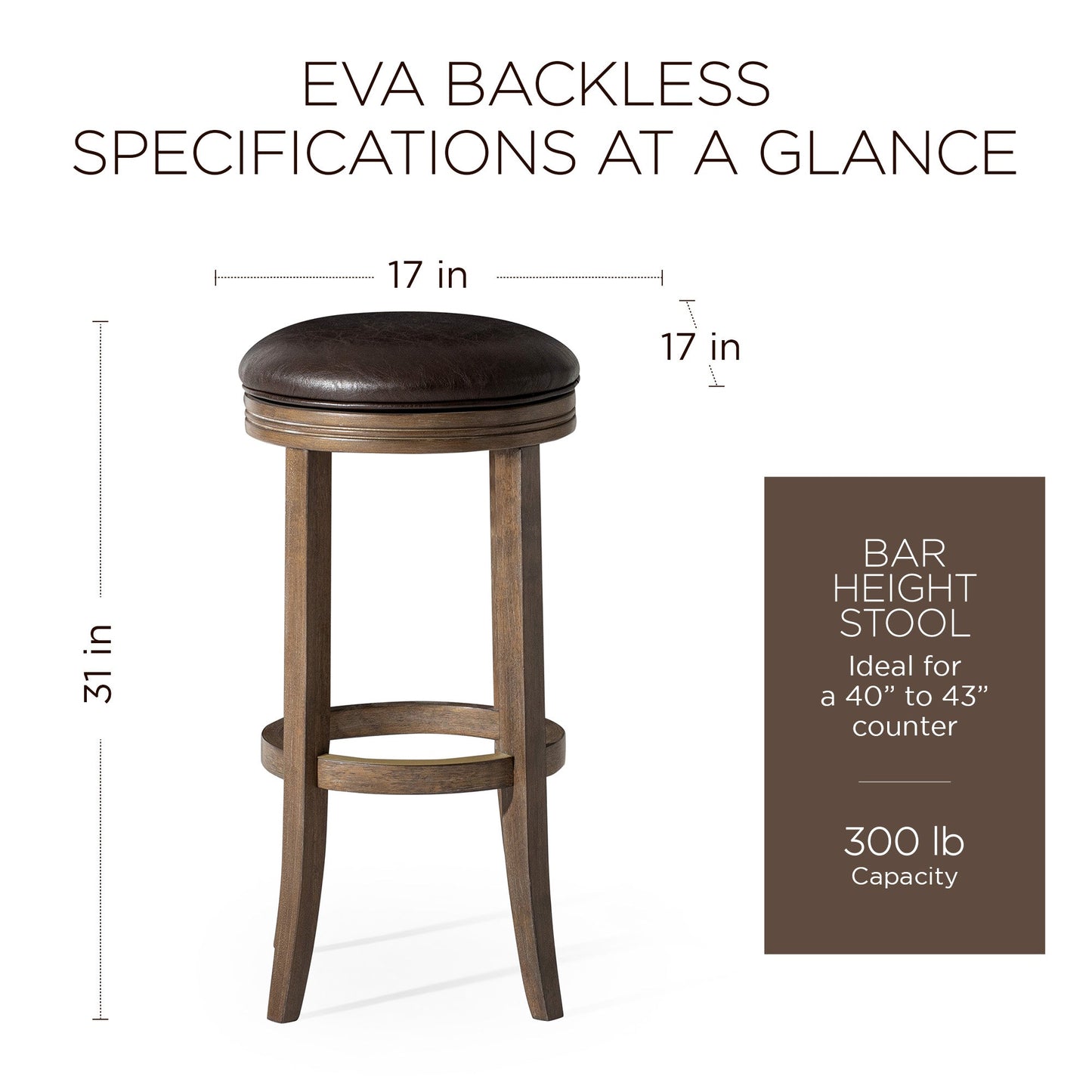 Maven Lane Eva Bar Stool in Walnut Finish with Marksman Saddle Vegan Leather