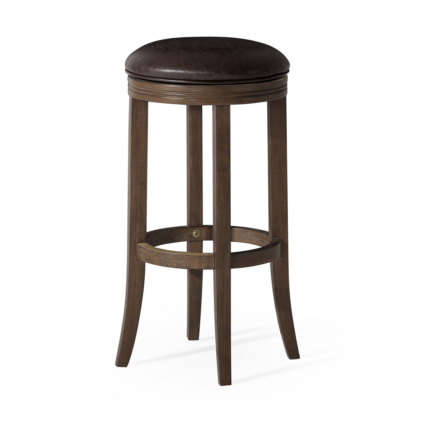 Maven Lane Eva Bar Stool in Walnut Finish with Marksman Saddle Vegan Leather