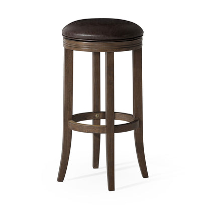 Maven Lane Eva Bar Stool in Walnut Finish with Marksman Saddle Vegan Leather