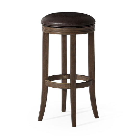 Maven Lane Eva Bar Stool in Walnut Finish with Marksman Saddle Vegan Leather