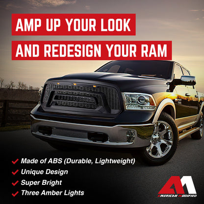 AMERICAN MODIFIED Rebel Grille with Amber Lights for 2013-2018 Dodge Ram 1500 - Find Fresh Goods