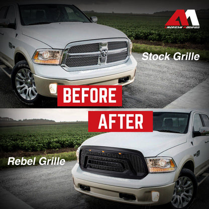 AMERICAN MODIFIED Rebel Grille with Amber Lights for 2013-2018 Dodge Ram 1500 - Find Fresh Goods