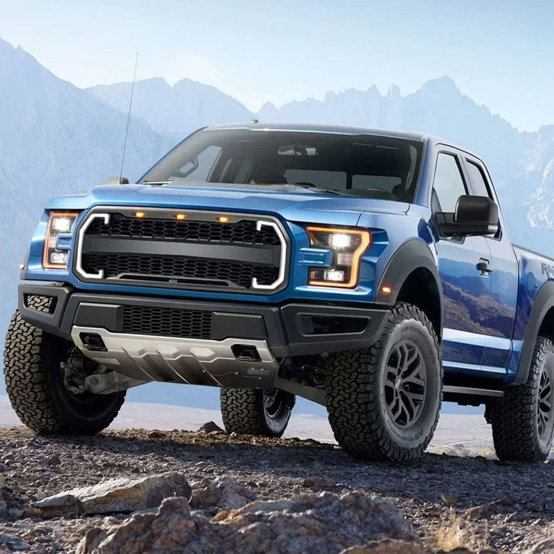 AMERICAN MODIFIED Raptor Style Mesh Grille w/Turn Lights for 2015-2017 Ford F150 - Find Fresh Goods