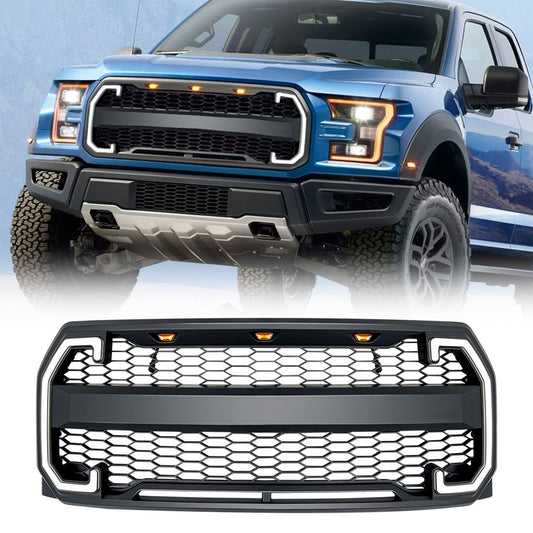 AMERICAN MODIFIED Raptor Style Mesh Grille w/Turn Lights for 2015-2017 Ford F150 - Find Fresh Goods