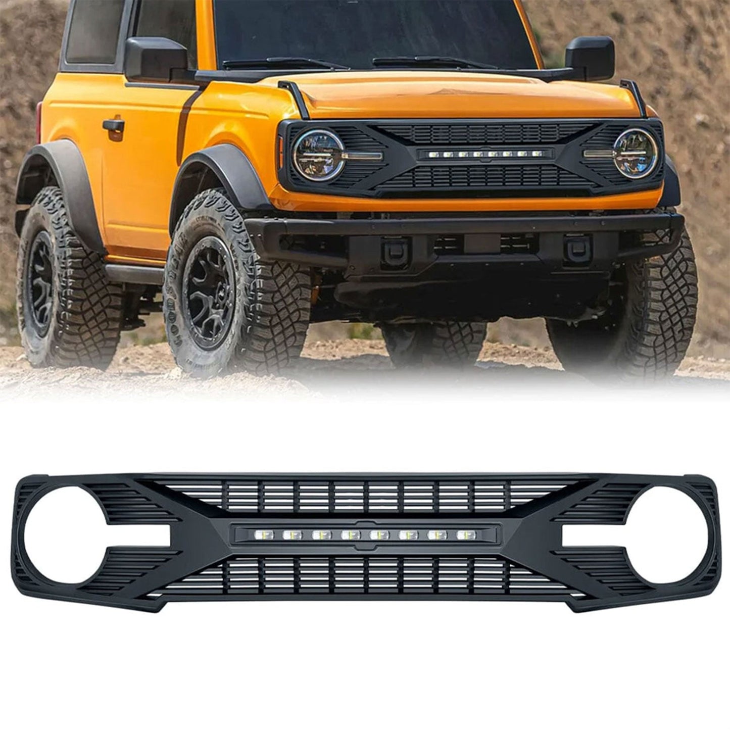 AMERICAN MODIFIED Front Grille w/ Lights for 21-24 Ford Bronco w/o Front Camera - Find Fresh Goods