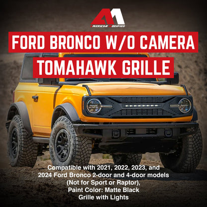 AMERICAN MODIFIED Front Grille w/ Lights for 21-24 Ford Bronco w/o Front Camera - Find Fresh Goods