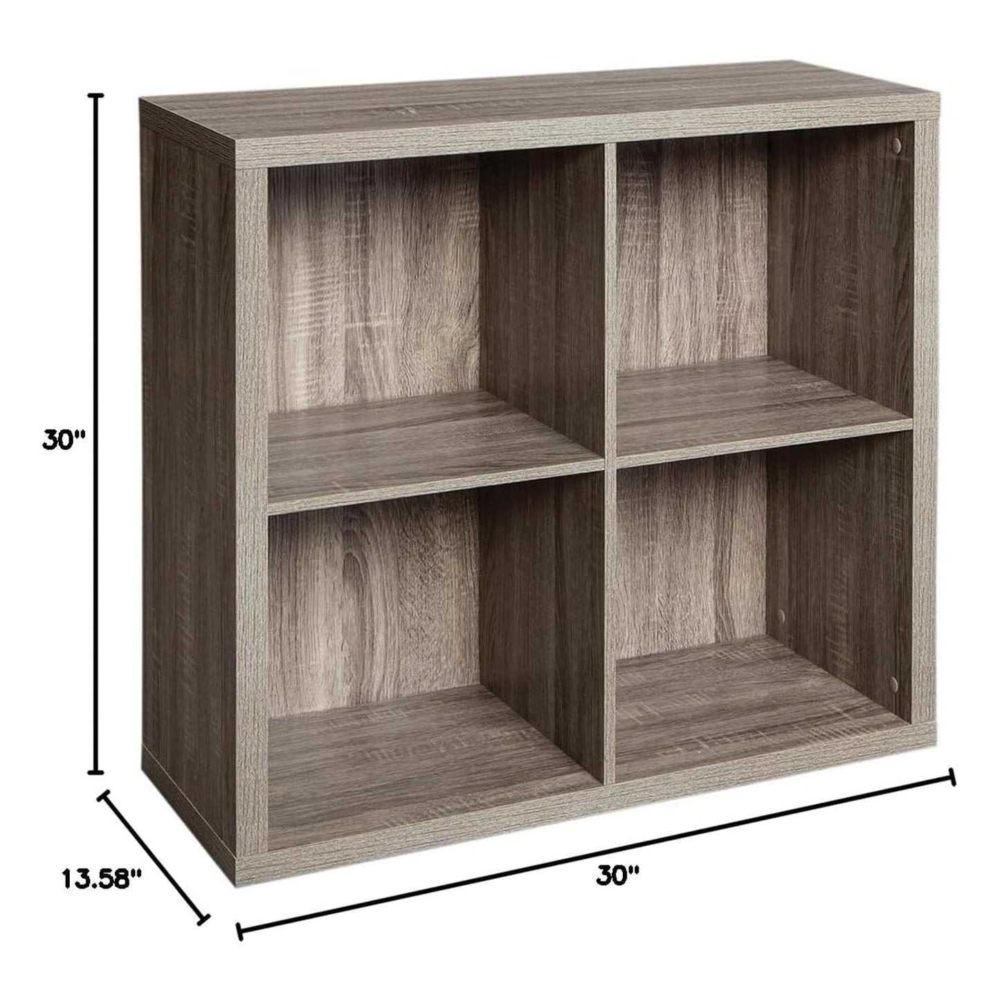 ClosetMaid 4 Cube Storage Shelf Bookshelf Home Organizer with Back Panel, Gray