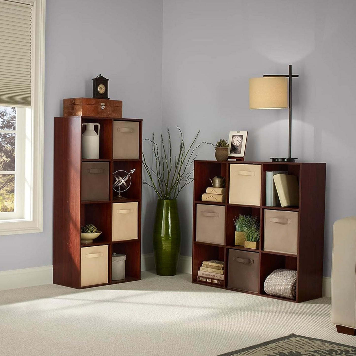 ClosetMaid 9 Cube Cubby Wood Open Bookcase Display Shelf Organizer, Dark Cherry
