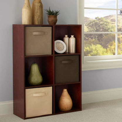 ClosetMaid 6 Cube Cubby Wood Open Bookcase Display Shelf Organizer, Dark Cherry