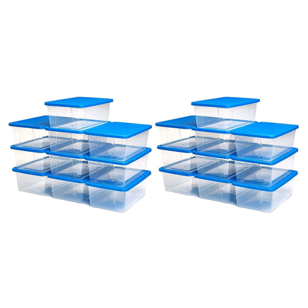Homz Snaplock 6 Qt Stackable Plastic Storage Container w/Lid, Blue (20 Pack)