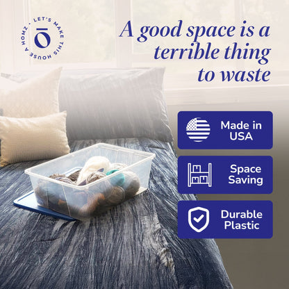 Homz Snaplock 6 Qt Stackable Plastic Storage Container w/Lid, Blue (20 Pack)