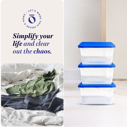 Homz Snaplock 6 Qt Stackable Plastic Storage Container w/Lid, Blue (20 Pack)