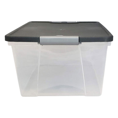 Homz 15 Qt Stackable Plastic Storage Container w/Snaplock Lid, Gray (8 Pack)