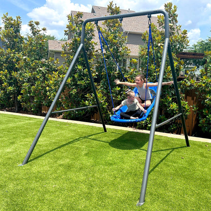 gobaplay Outdoor Single Swing Set with Support Bars for Tree Swing, Frame Only