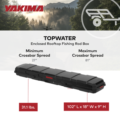 Yakima TopWater Enclosed Rooftop Fishing Rod Box Compatible w/ EasyRider Trailer - Find Fresh Goods