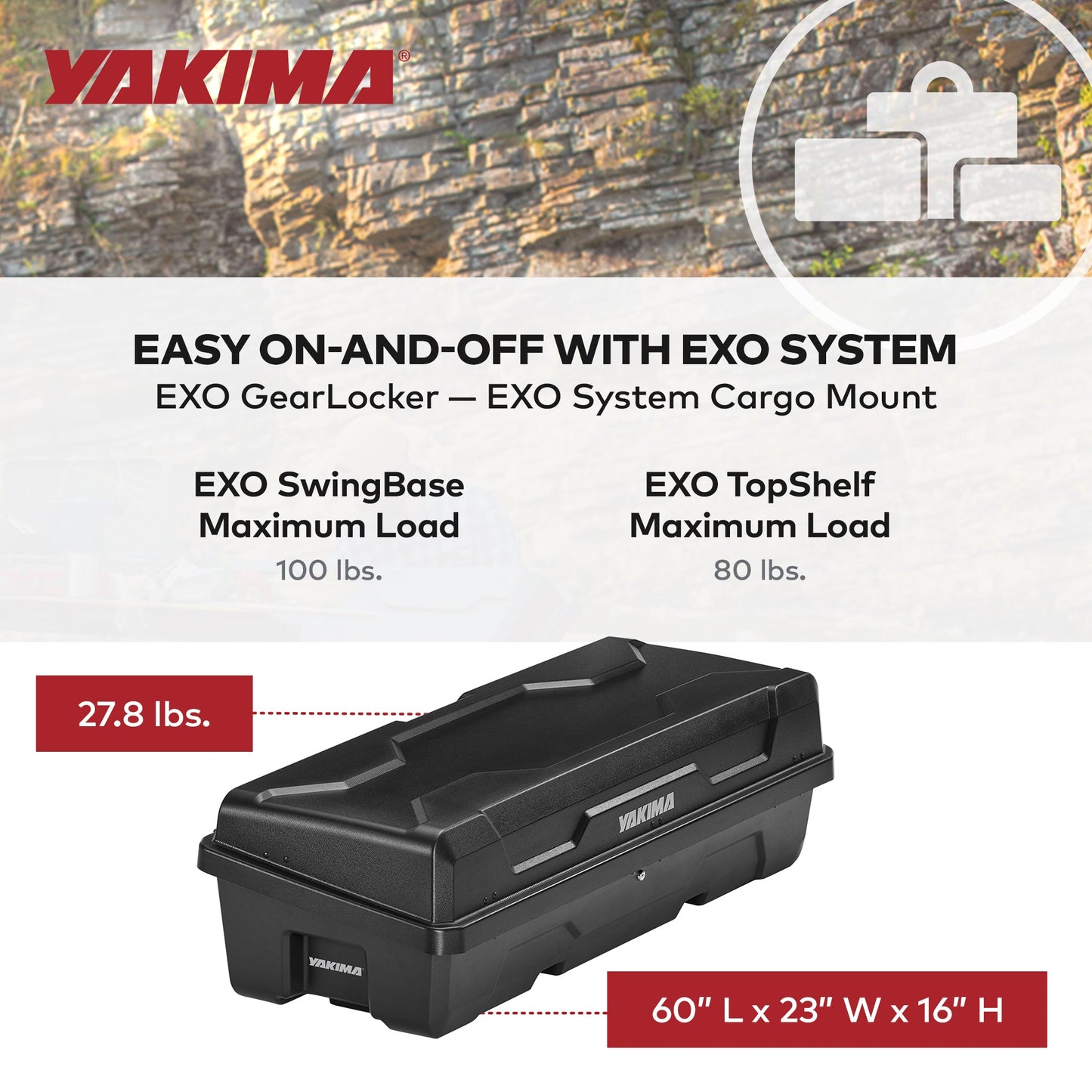 Yakima EXO GearLocker 10 Cu Ft Vehicle Roof Rack Cargo Box for EXO SwingBase - Find Fresh Goods