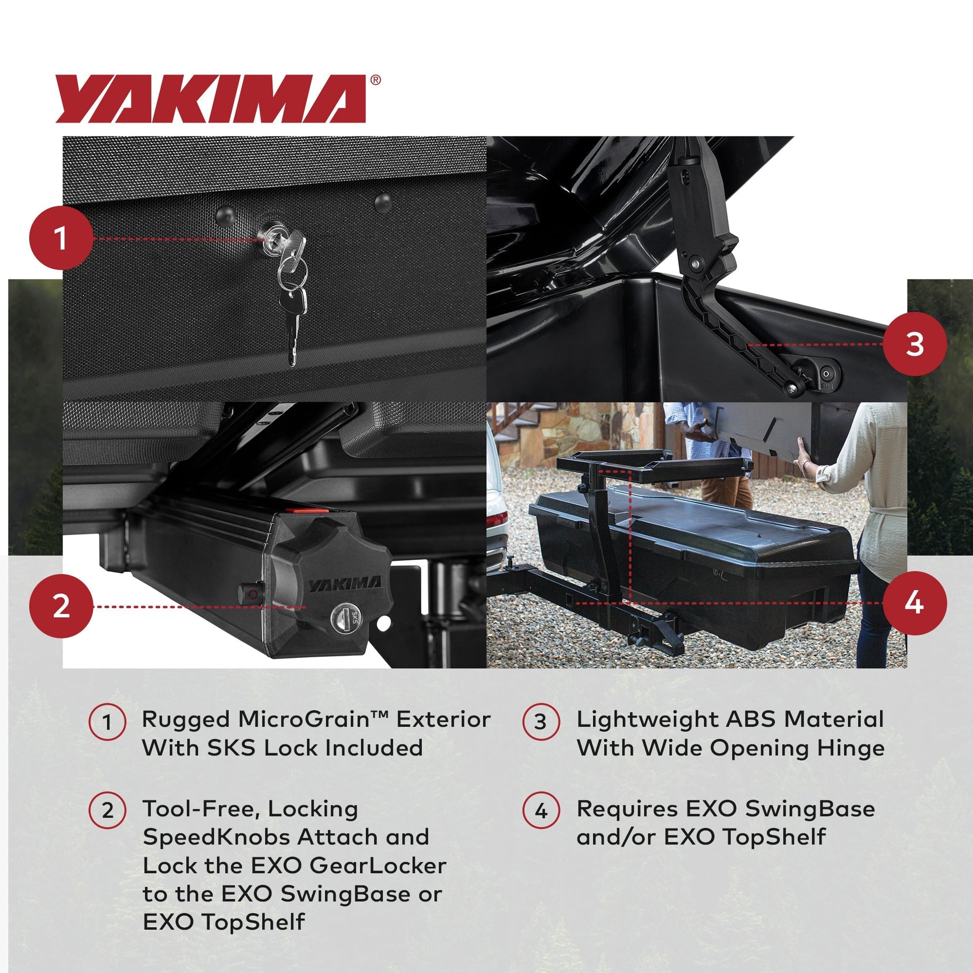 Yakima EXO GearLocker 10 Cu Ft Vehicle Roof Rack Cargo Box for EXO SwingBase - Find Fresh Goods
