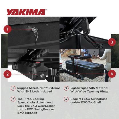 Yakima EXO GearLocker 10 Cu Ft Vehicle Roof Rack Cargo Box for EXO SwingBase - Find Fresh Goods