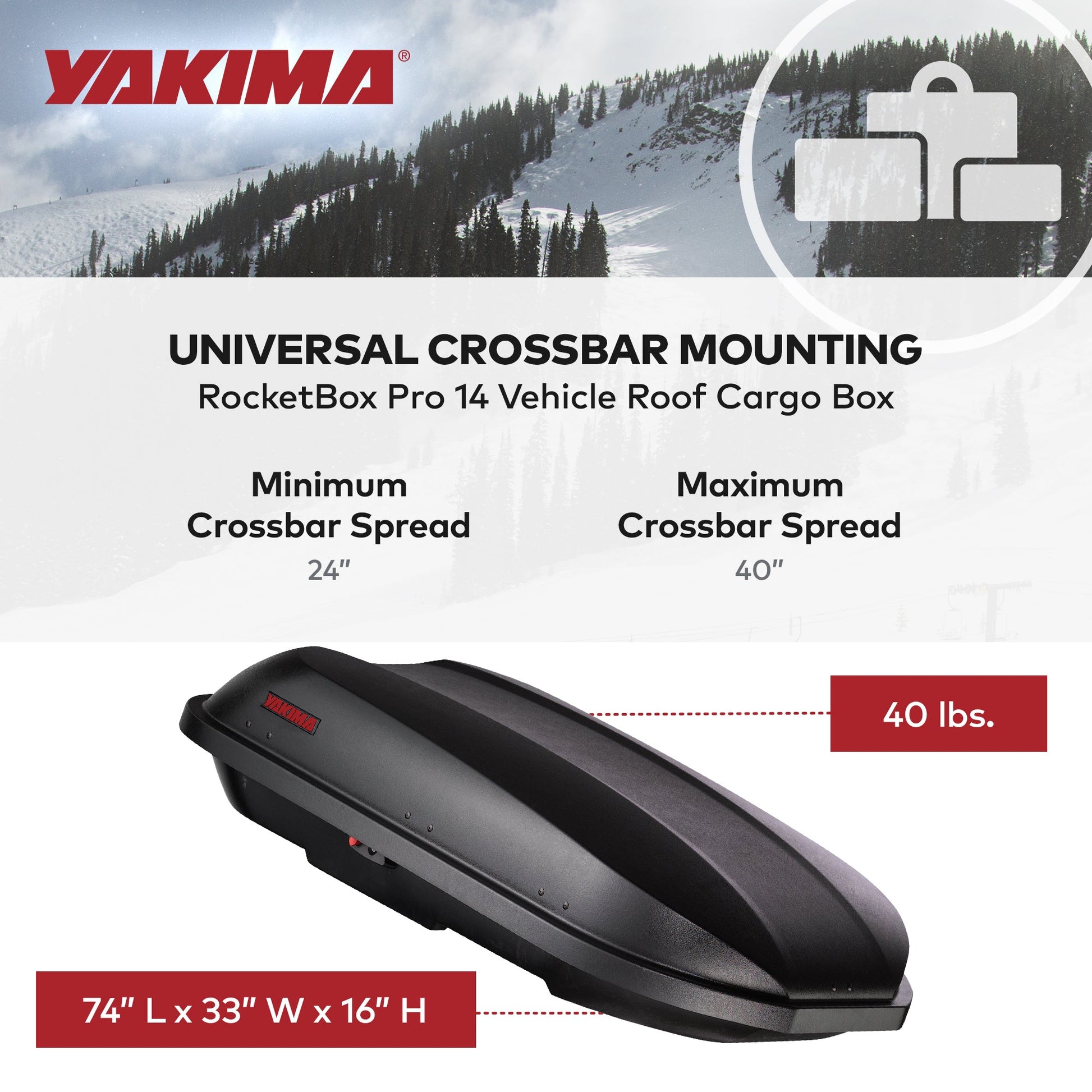 Yakima RocketBox Pro 14 Roof Cargo Box Carrier for StreamLine Crossbar, Black - Find Fresh Goods