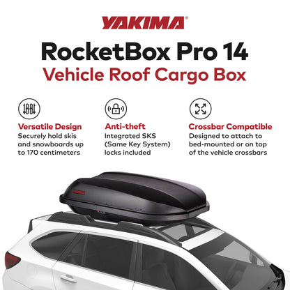Yakima RocketBox Pro 14 Roof Cargo Box Carrier for StreamLine Crossbar, Black - Find Fresh Goods