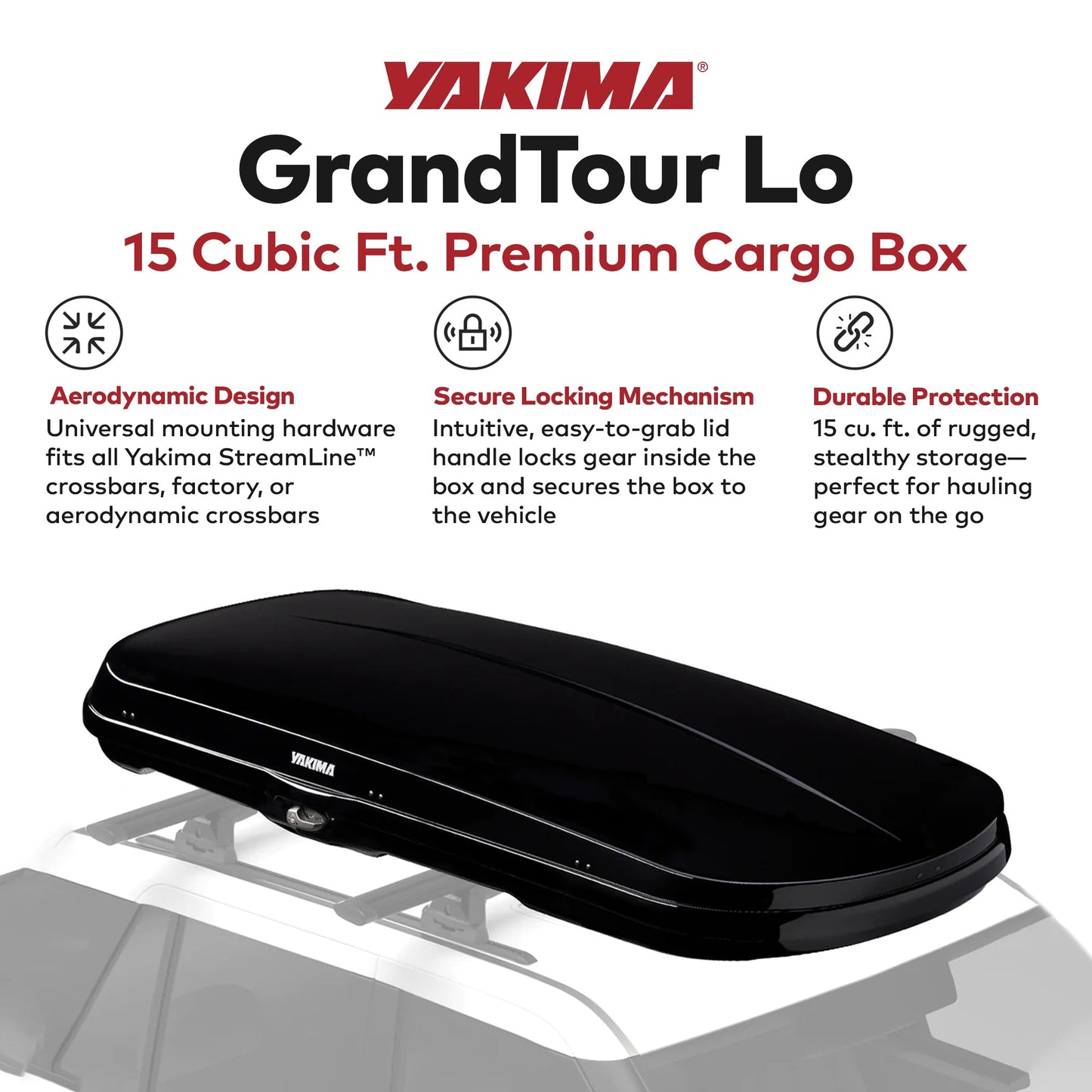 Yakima Rooftop Cargo Box Low Profile Hard Roof Storage Carrier GrandTour Lo - Find Fresh Goods