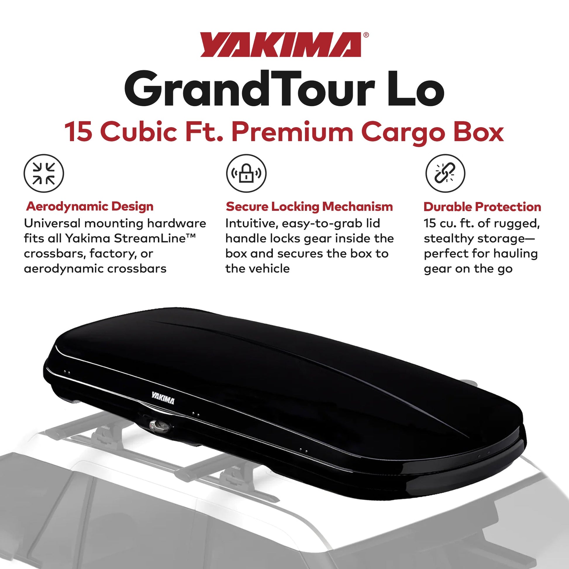 Yakima Rooftop Cargo Box Low Profile Hard Roof Storage Carrier GrandTour Lo - Find Fresh Goods