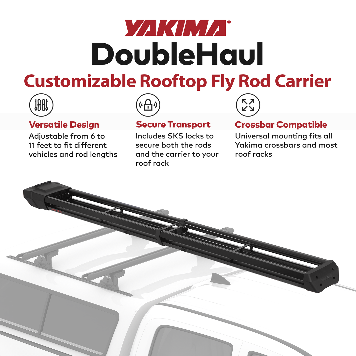 Yakima DoubleHaul Customizable Rooftop Fly Rod Carrier, Fits Yakima Crossbars - Find Fresh Goods