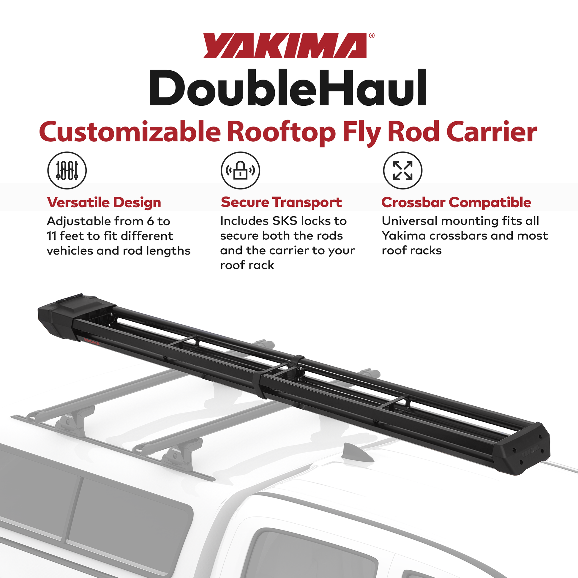 Yakima DoubleHaul Customizable Rooftop Fly Rod Carrier, Fits Yakima Crossbars - Find Fresh Goods