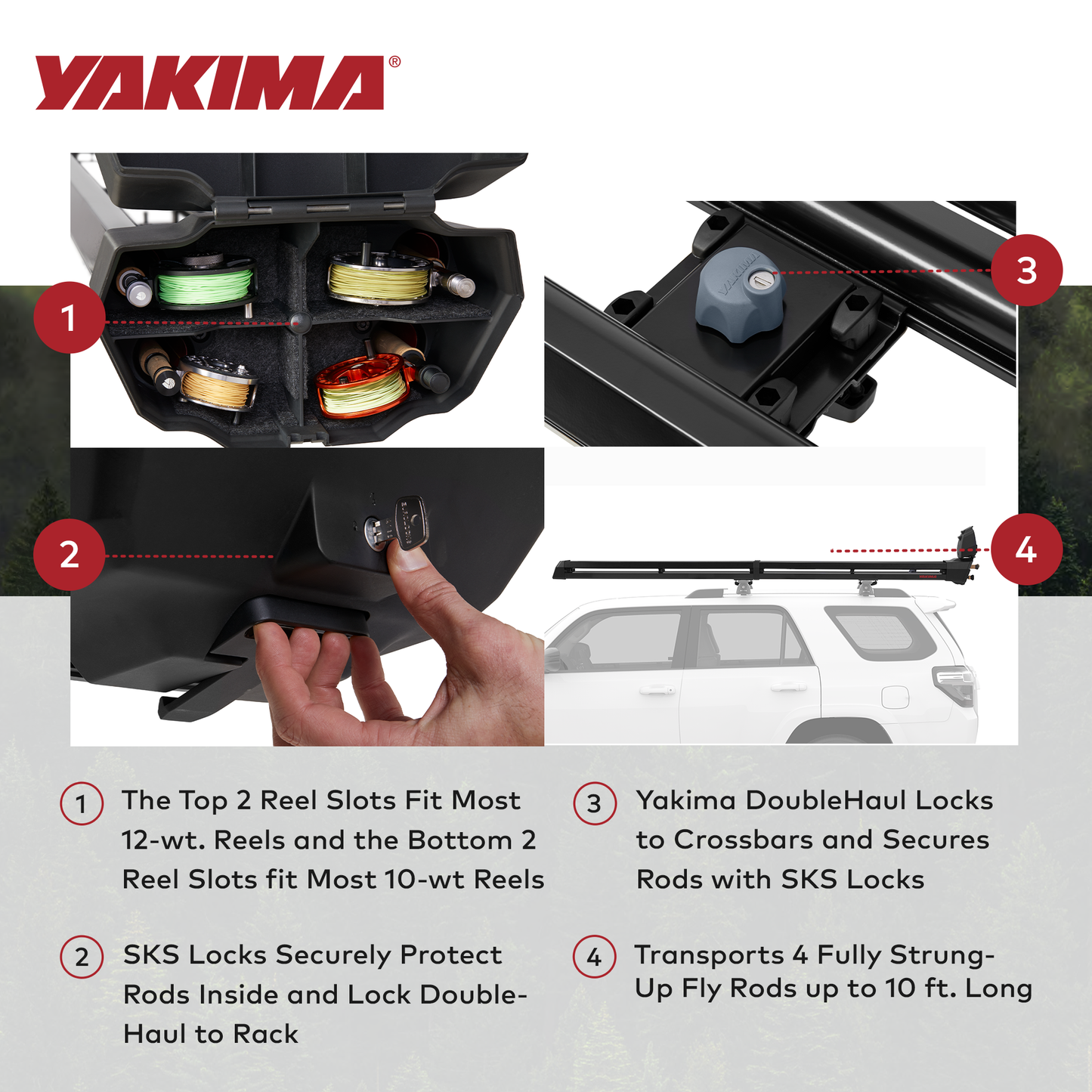 Yakima DoubleHaul Customizable Rooftop Fly Rod Carrier, Fits Yakima Crossbars - Find Fresh Goods