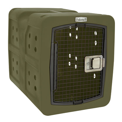 Dakota 283 G3 Medium Easy to Clean Dog Kennel w/ Handle & Latching Door, Olive