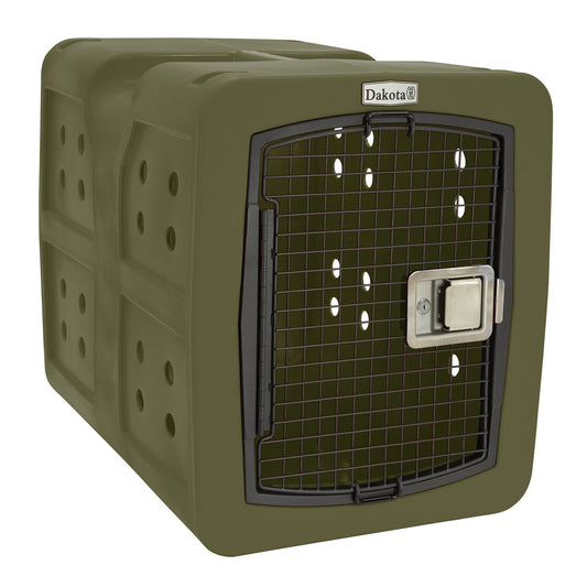 Dakota 283 G3 Medium Easy to Clean Dog Kennel w/ Handle & Latching Door, Olive