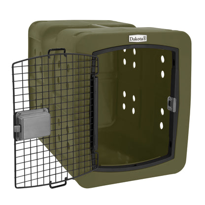 Dakota 283 G3 Medium Easy to Clean Dog Kennel w/ Handle & Latching Door, Olive