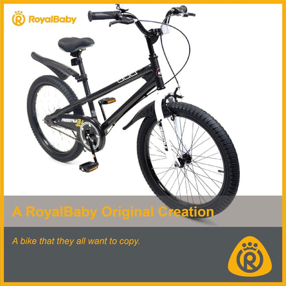 RoyalBaby Freestyle 20 Inch Kids Bicycle with Kickstand and Water Bottle, Black