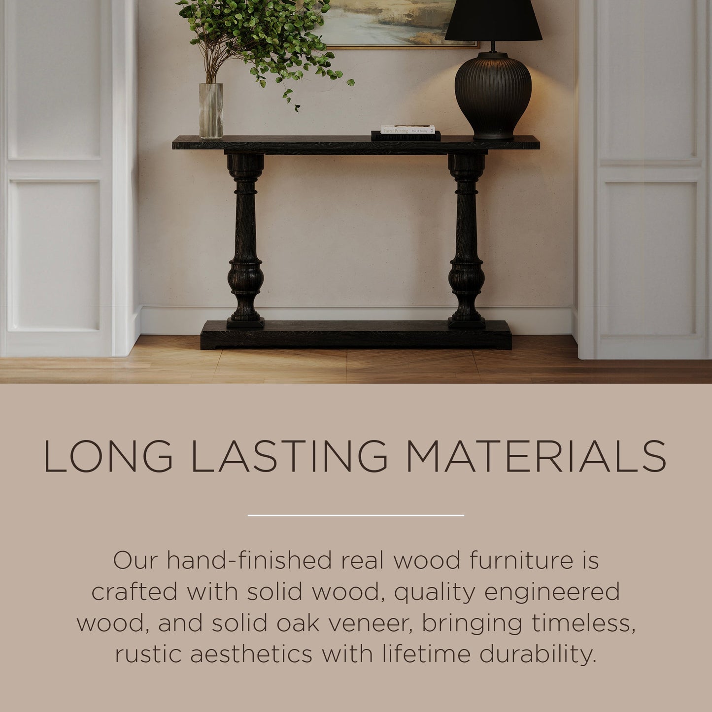 Maven Lane Arthur Traditional Wooden Console Table in Antiqued Black Finish