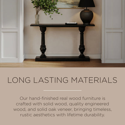 Maven Lane Arthur Traditional Wooden Console Table in Antiqued Black Finish