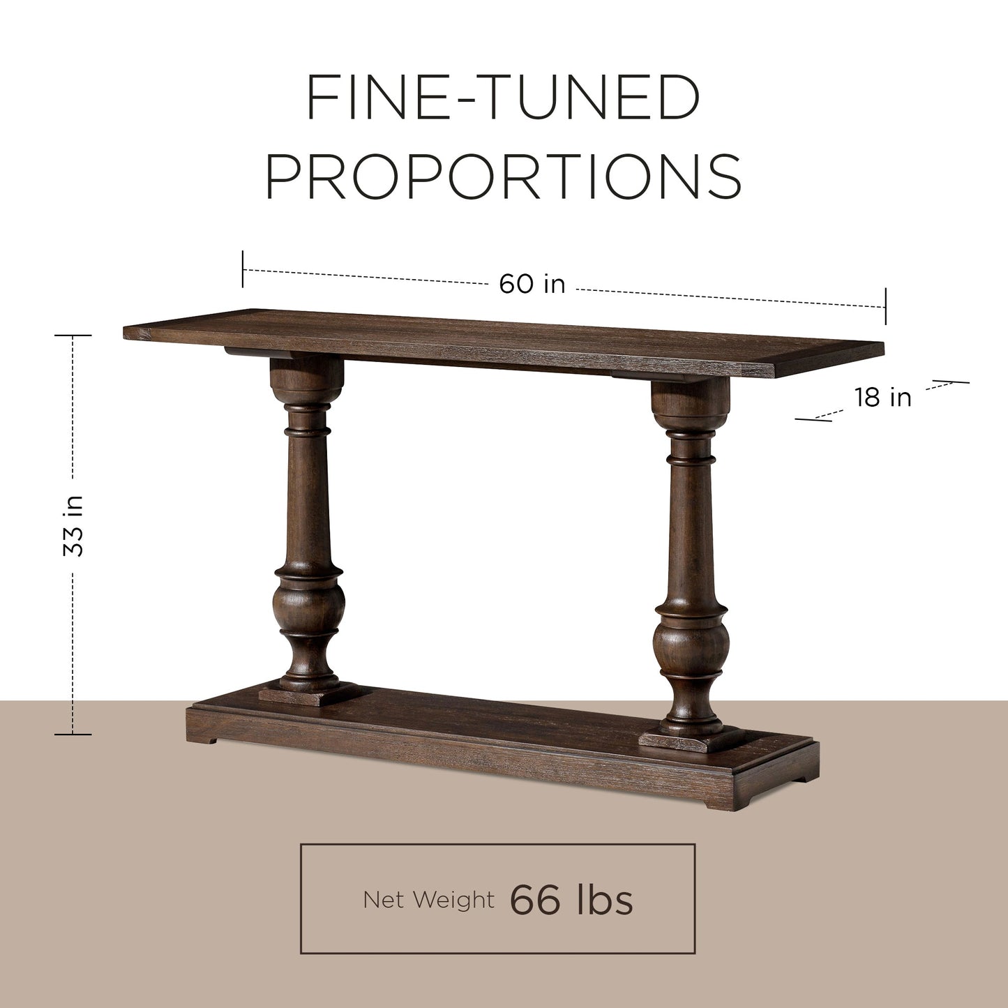 Maven Lane Arthur Traditional Wooden Console Table in Antiqued Brown Finish