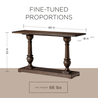 Maven Lane Arthur Traditional Wooden Console Table in Antiqued Brown Finish