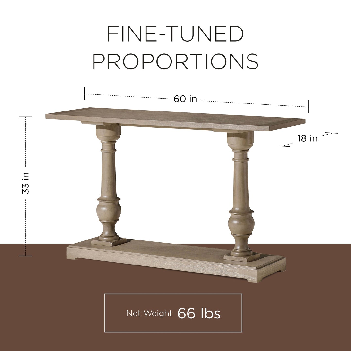 Maven Lane Arthur Traditional Wooden Console Table in Antiqued Grey Finish