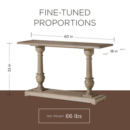 Maven Lane Arthur Traditional Wooden Console Table in Antiqued Grey Finish