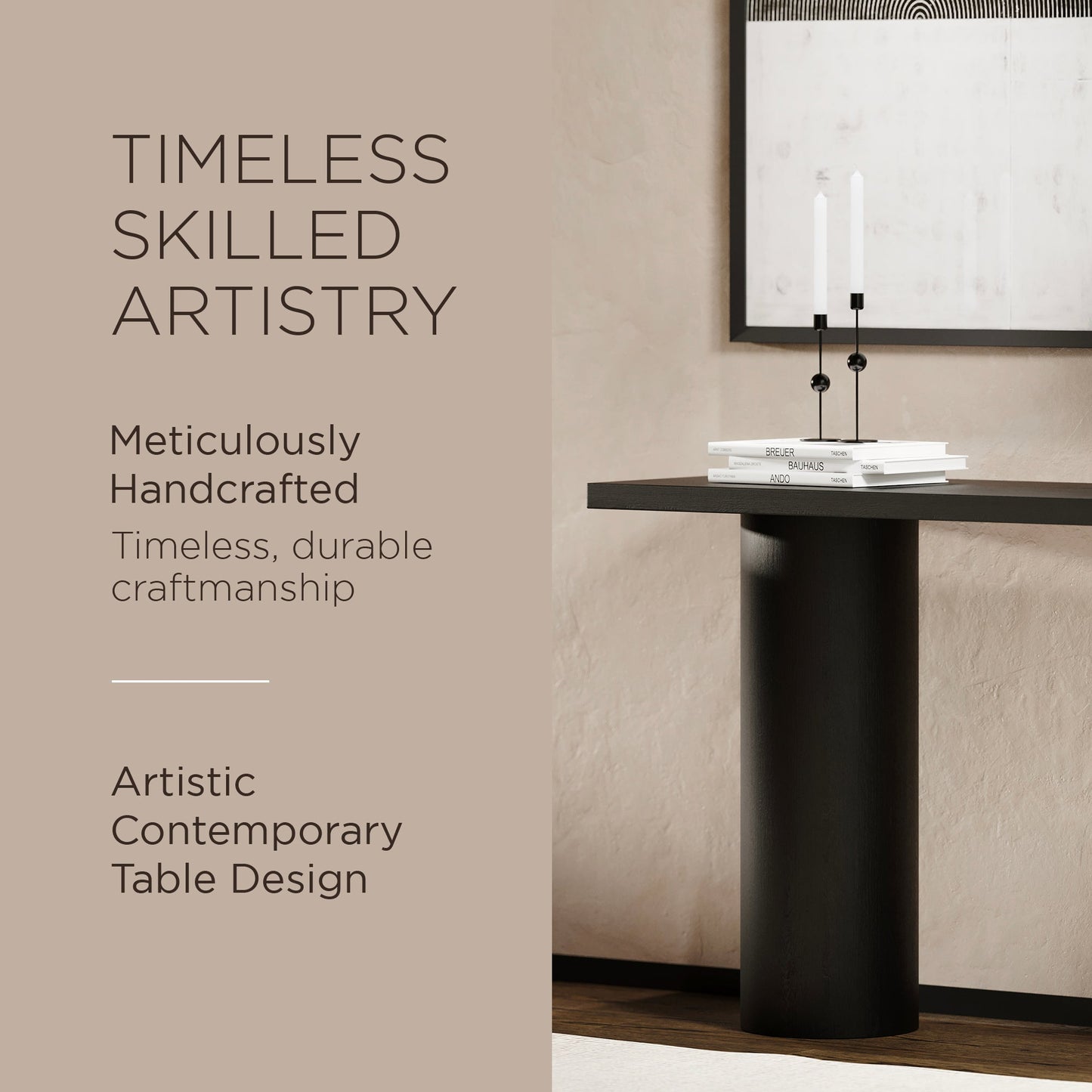 Maven Lane Lana Contemporary Wooden Console Table in Refined Black Finish