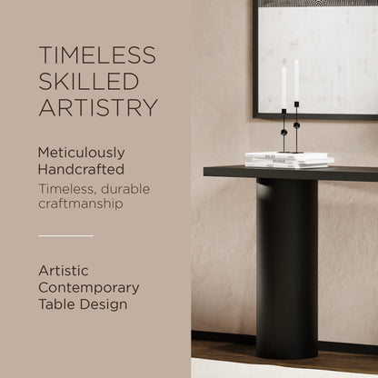 Maven Lane Lana Contemporary Wooden Console Table in Refined Black Finish
