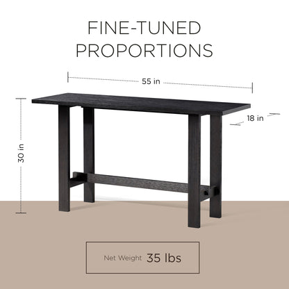 Maven Lane Hera Modern Wooden Console Table in Weathered Black Finish