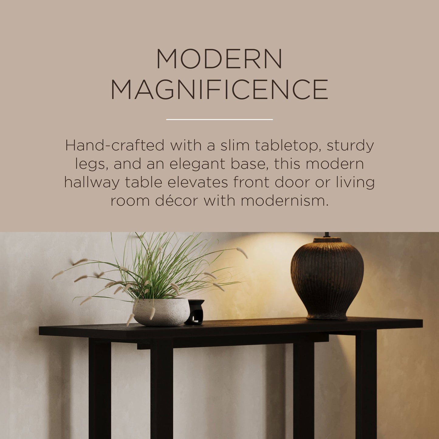 Maven Lane Hera Modern Wooden Console Table in Weathered Black Finish