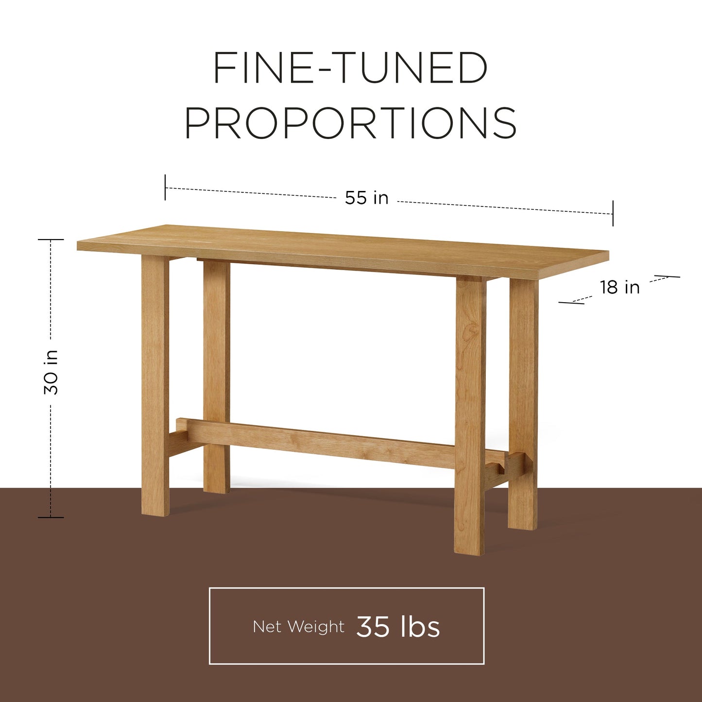 Maven Lane Hera Modern Wooden Console Table in Weathered Natural Finish